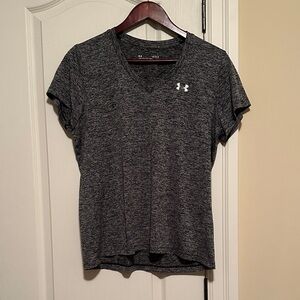Under Armour Women's Heather Charcoal V-Neck Performance Tee